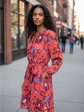 Lucky Brand Floral Tie-Waist Dress Size XS